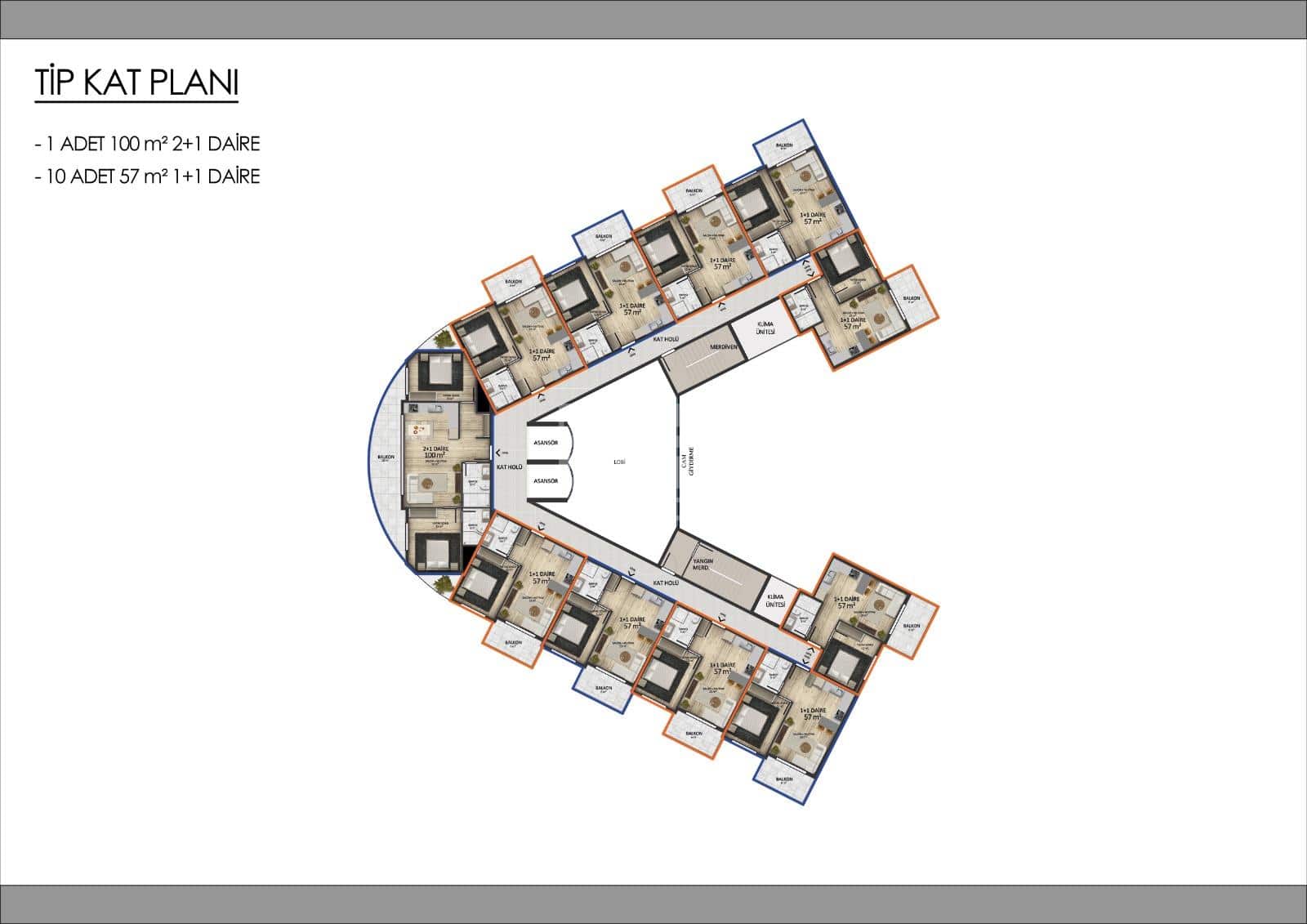 Пентхаус, Газипаша, 1+1, 2+1, 3+1, 56-205 м², от застройщика - фото 13