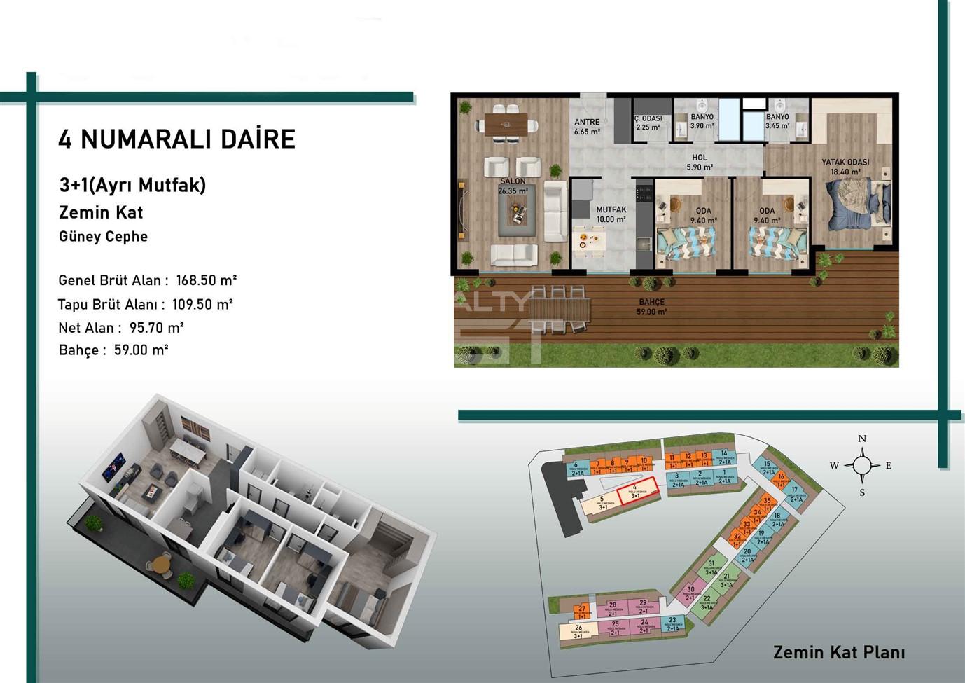 Квартира, Анталия, в районе Алтынташ, 1+1, 2+1, 3+1, 4+1, 42-162 м², от застройщика - фото 5