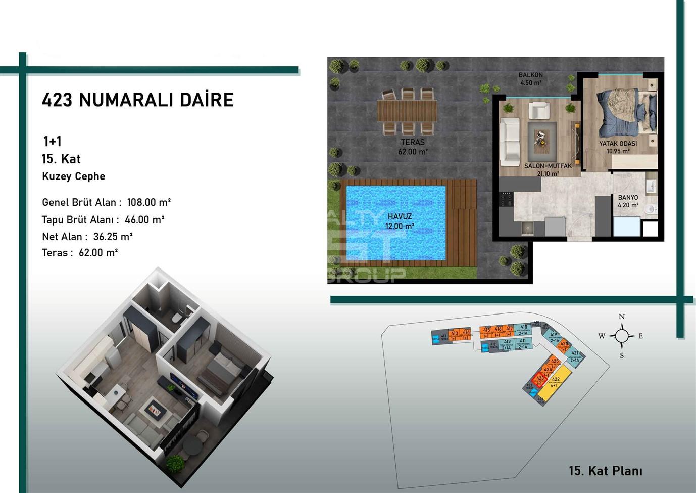 Квартира, Анталия, в районе Алтынташ, 1+1, 2+1, 3+1, 4+1, 42-162 м², от застройщика - фото 25