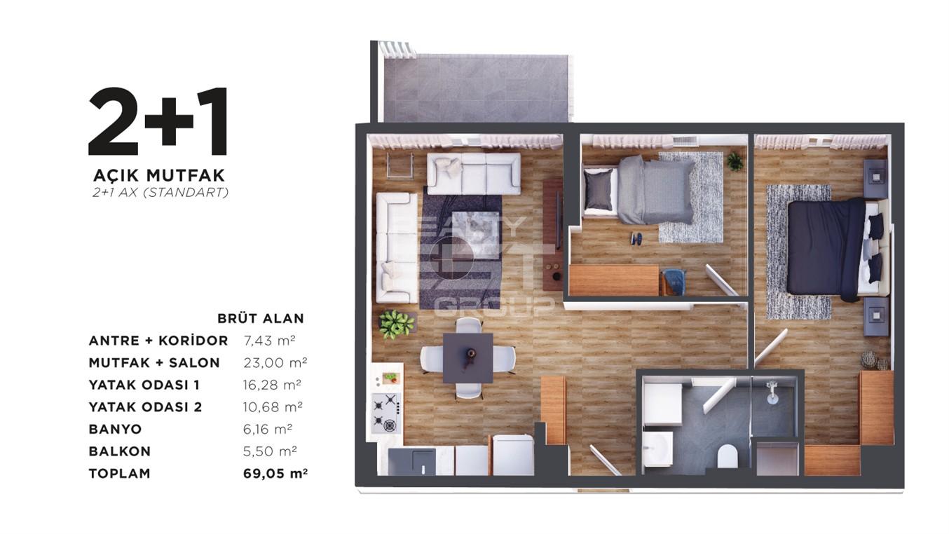 Квартира, Анталия, в районе Кепез, 1+1, 2+1, 48-68 м², от застройщика - фото 22