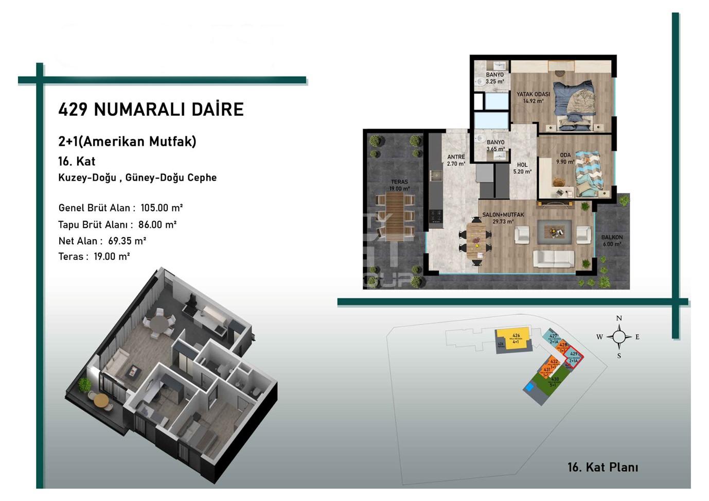 Квартира, Анталия, в районе Алтынташ, 1+1, 2+1, 3+1, 4+1, 42-162 м², от застройщика - фото 28