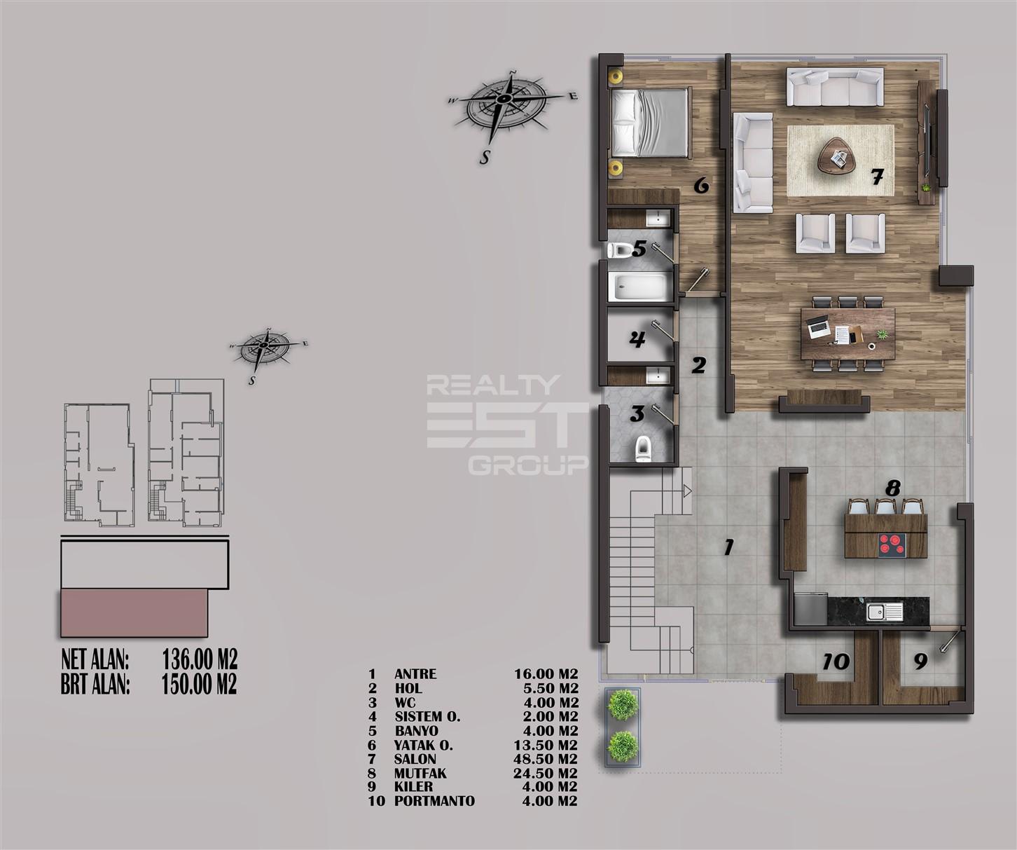 Квартира, Анталия, в районе Алтынташ, 1+1, 2+1, 3+1, 4+1, 88-374 м², от застройщика - фото 50