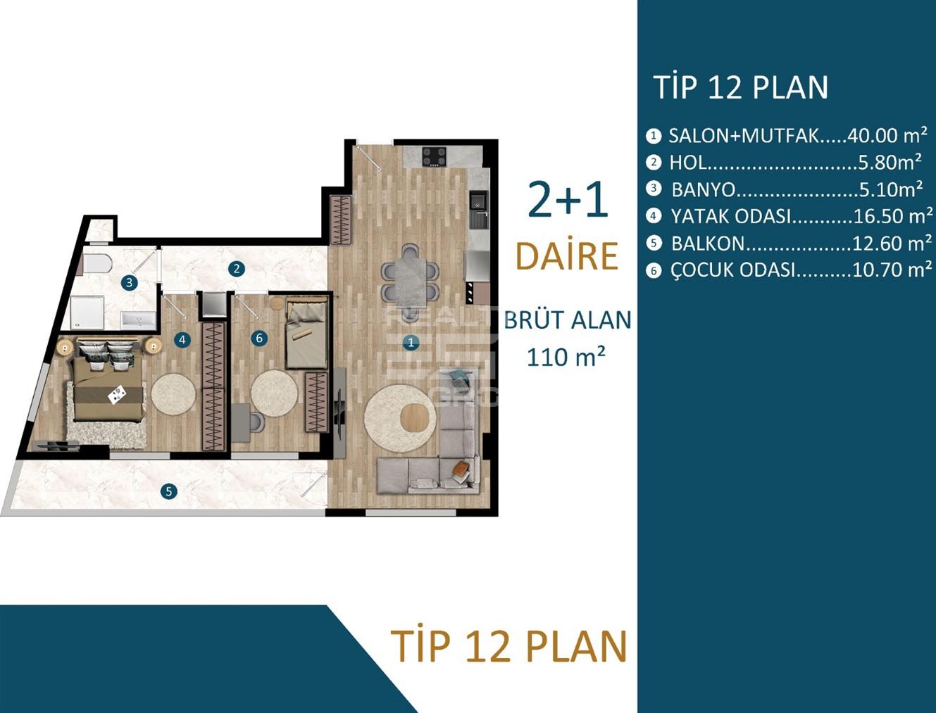 Квартира, Анталия, в районе Кепез, 1+1, 2+1, 74-140 м², от застройщика - фото 24