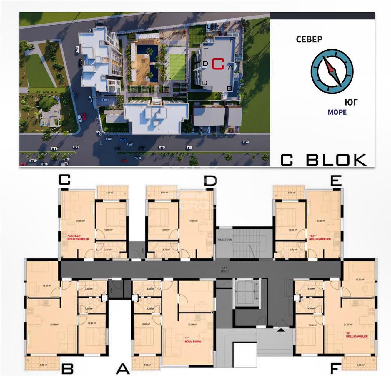 Квартира, Анталия, в районе Алтынташ, 1+1, 2+1, 52-75 м², от застройщика - фото 17