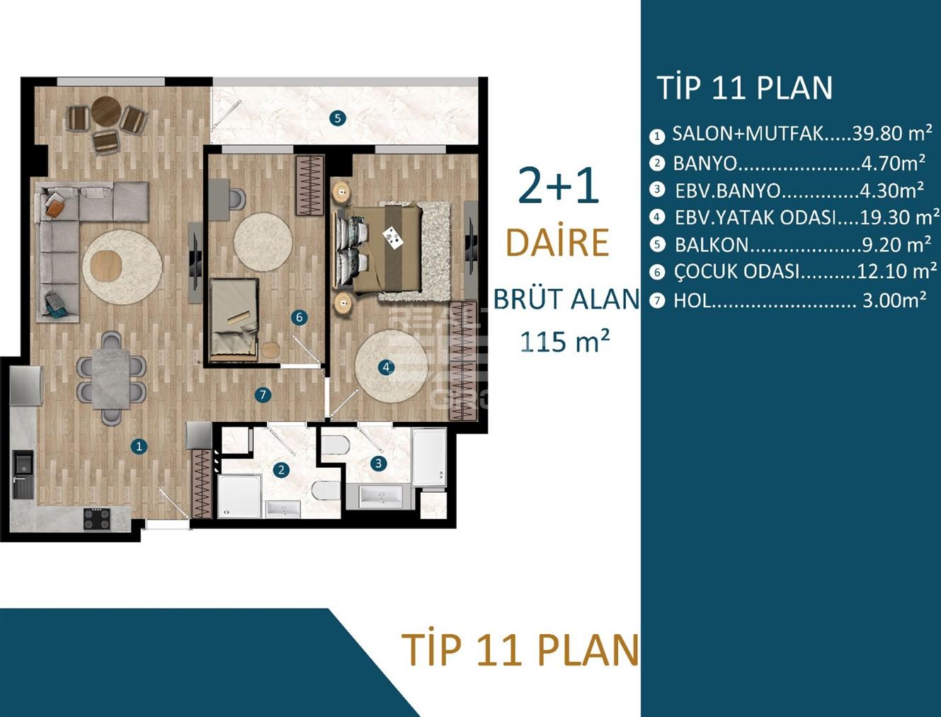 Квартира, Анталия, в районе Кепез, 1+1, 2+1, 74-140 м², от застройщика - фото 23