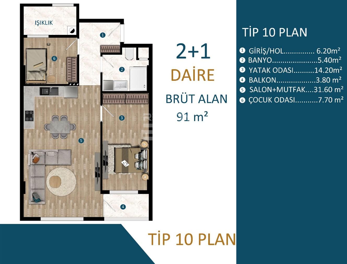 Квартира, Анталия, в районе Кепез, 1+1, 2+1, 74-140 м², от застройщика - фото 22