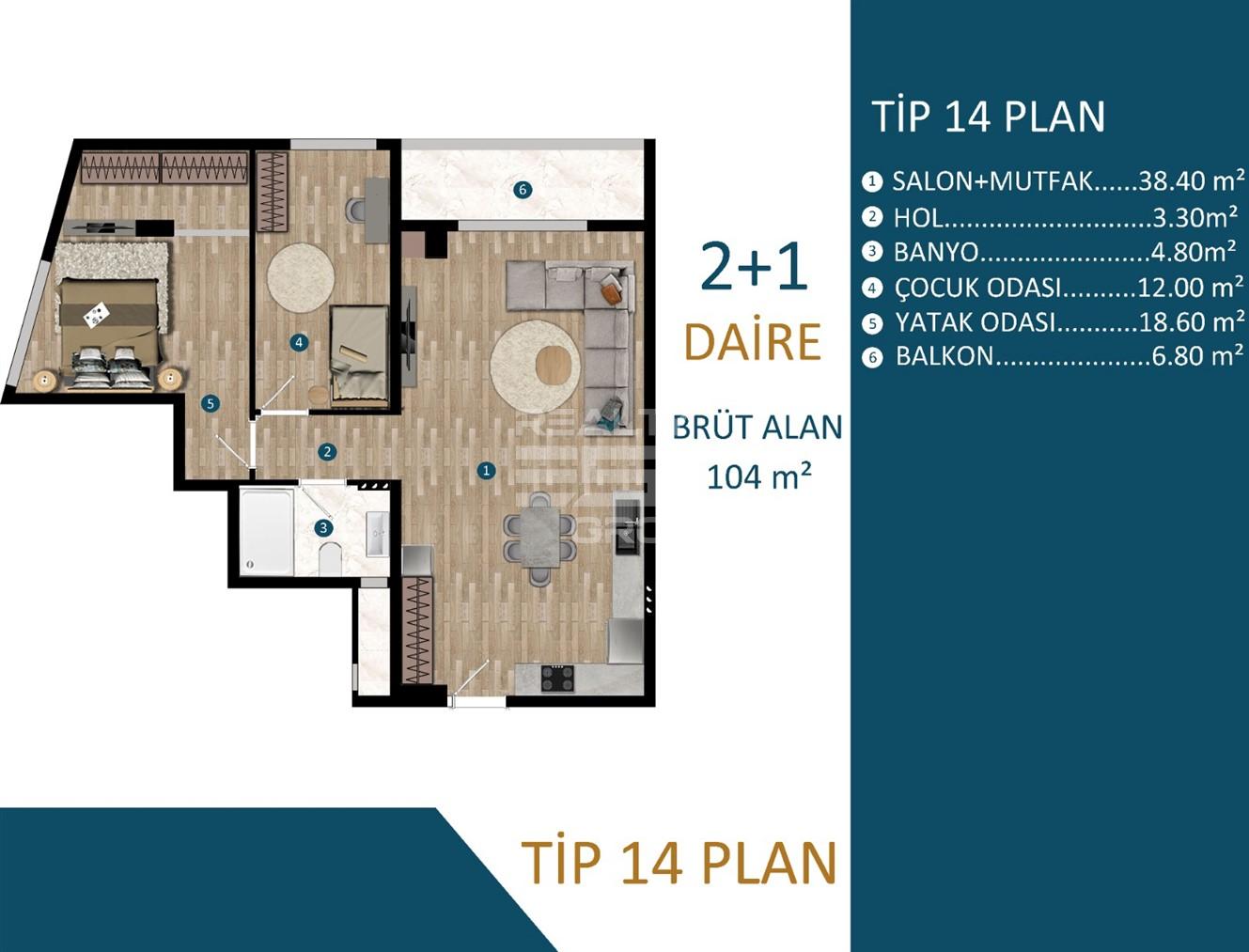 Квартира, Анталия, в районе Кепез, 1+1, 2+1, 74-140 м², от застройщика - фото 26