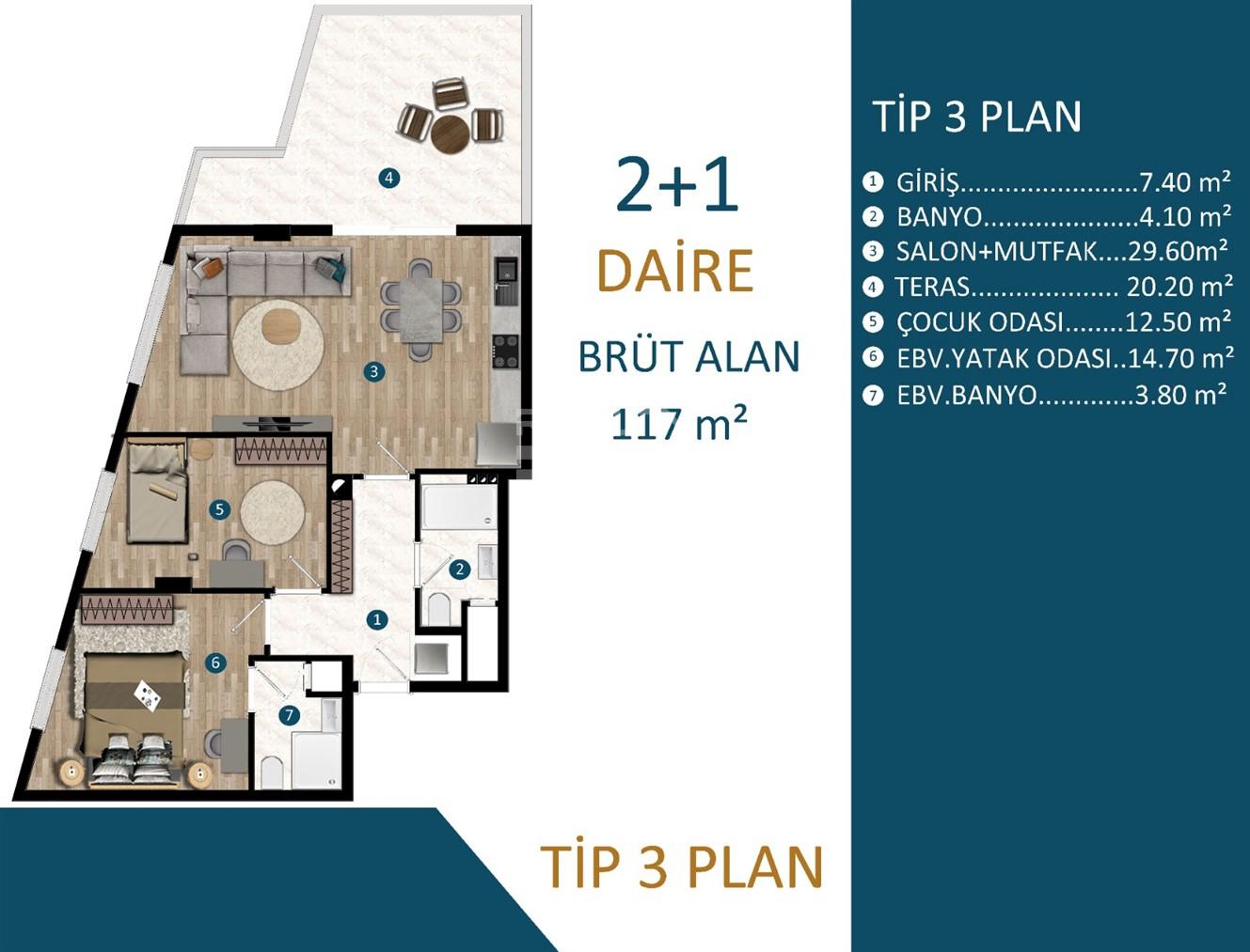 Квартира, Анталия, в районе Кепез, 1+1, 2+1, 74-140 м², от застройщика - фото 15