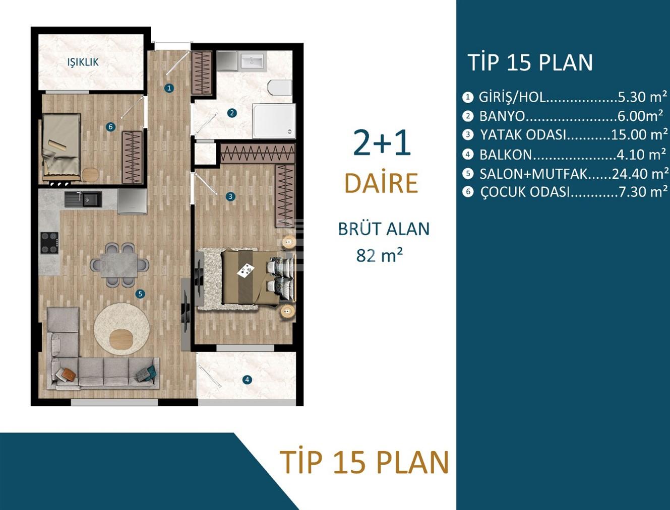 Квартира, Анталия, в районе Кепез, 1+1, 2+1, 74-140 м², от застройщика - фото 27