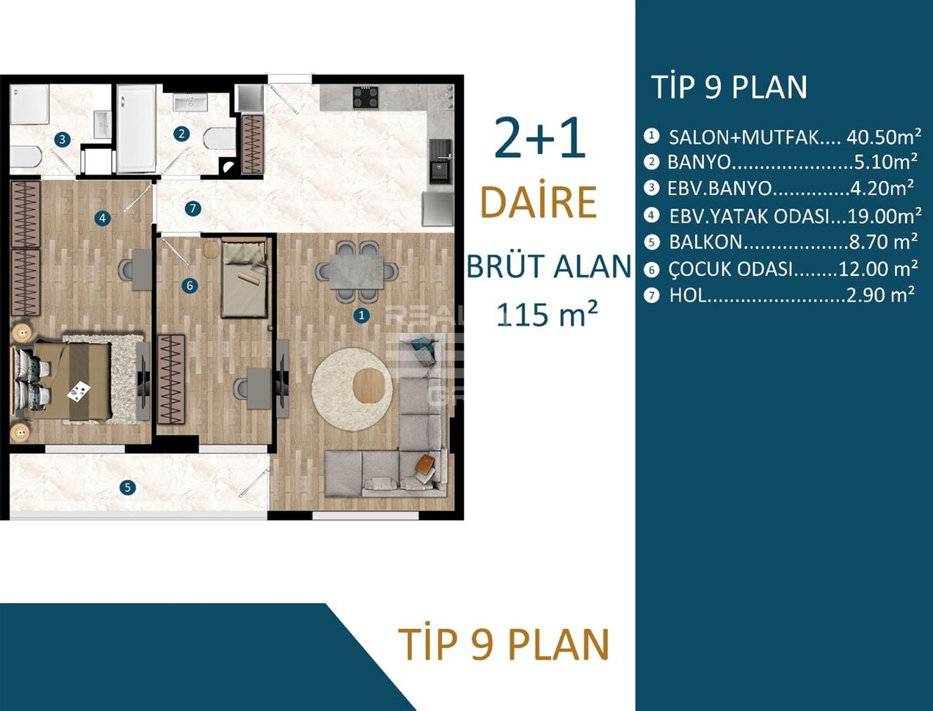 Квартира, Анталия, в районе Кепез, 1+1, 2+1, 74-140 м², от застройщика - фото 21