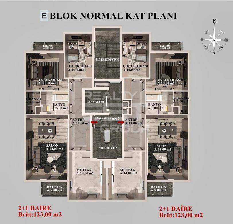 Квартира, Анталия, в районе Кепез, 2+1, 3+1, 4+1, 125-172 м², от застройщика - фото 37