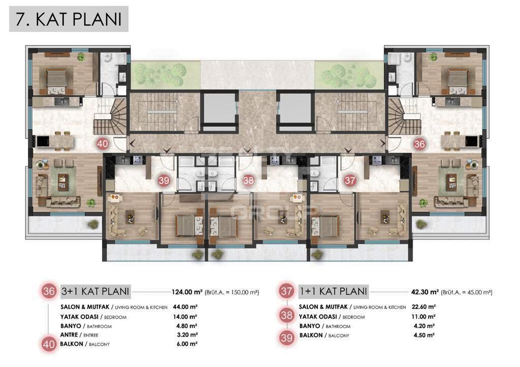 Квартира, Анталия, в районе Алтынташ, 1+1, 2+1, 3+1, 50-150 м², от собственника - фото 11