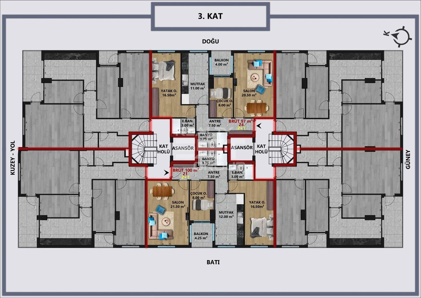 Квартира, Анталия, в районе Анталия / Центр, 2+1, 4+1, 100-230 м², от застройщика - фото 7