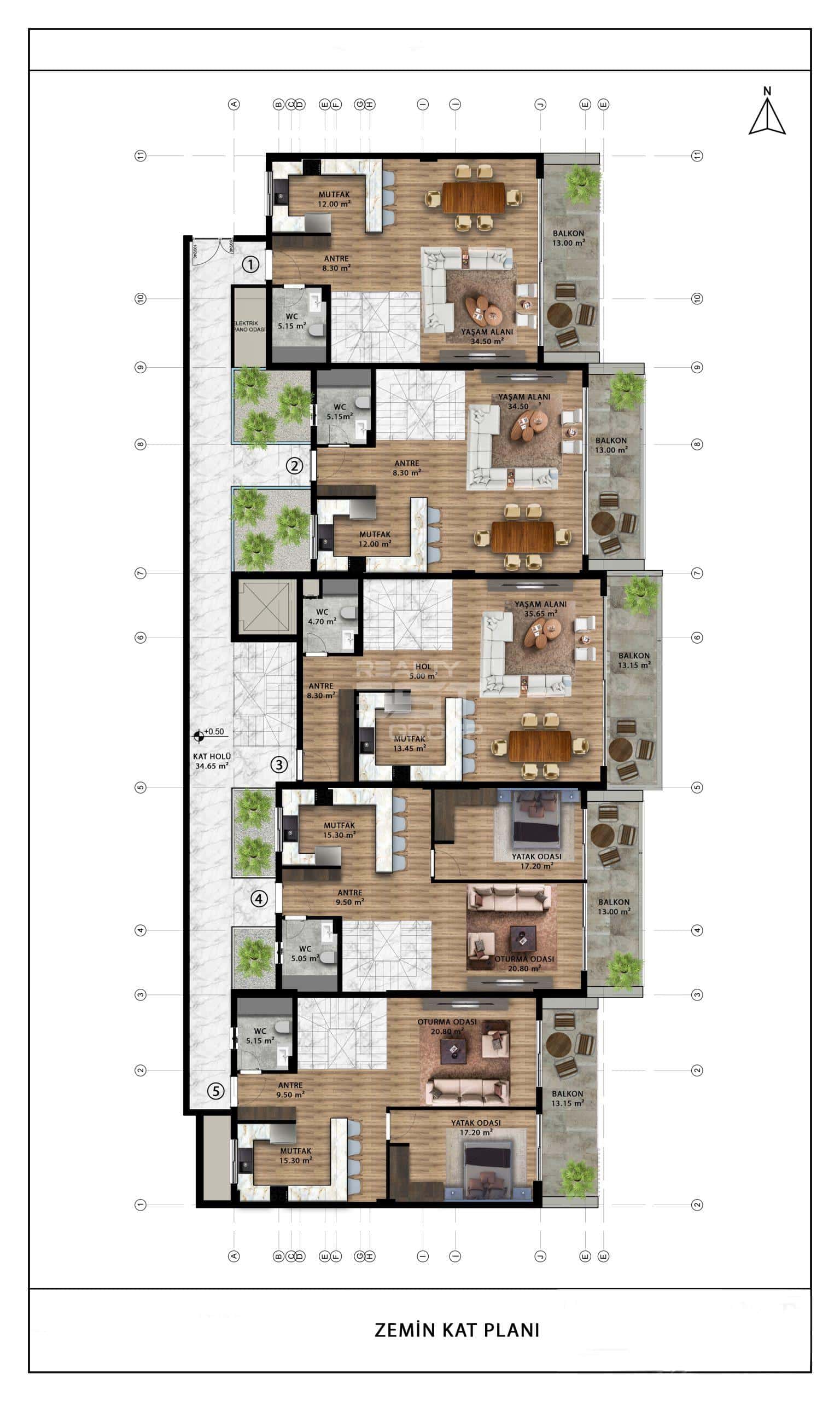 Квартира, Анталия, в районе Алтынташ, 2+1, 3+1, 6+1, 76-205 м², от застройщика - фото 8