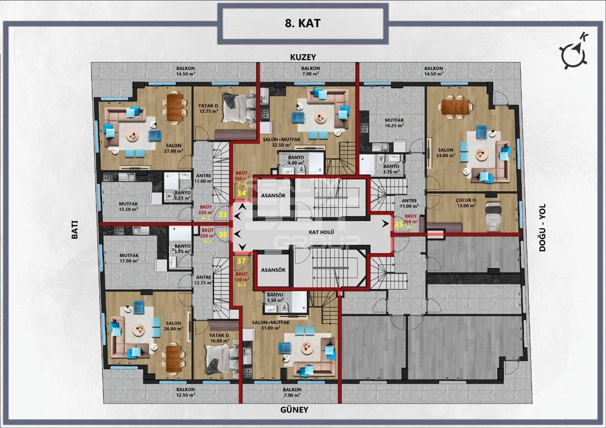 Квартира, Анталия, в районе Анталия / Центр, 1+1, 2+1, 3+1, 4+1, 50-250 м², от застройщика - фото 14