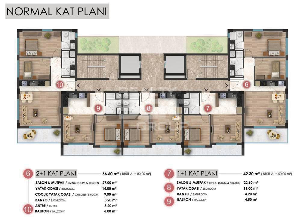 Квартира, Анталия, в районе Алтынташ, 1+1, 2+1, 3+1, 50-150 м², от собственника - фото 10