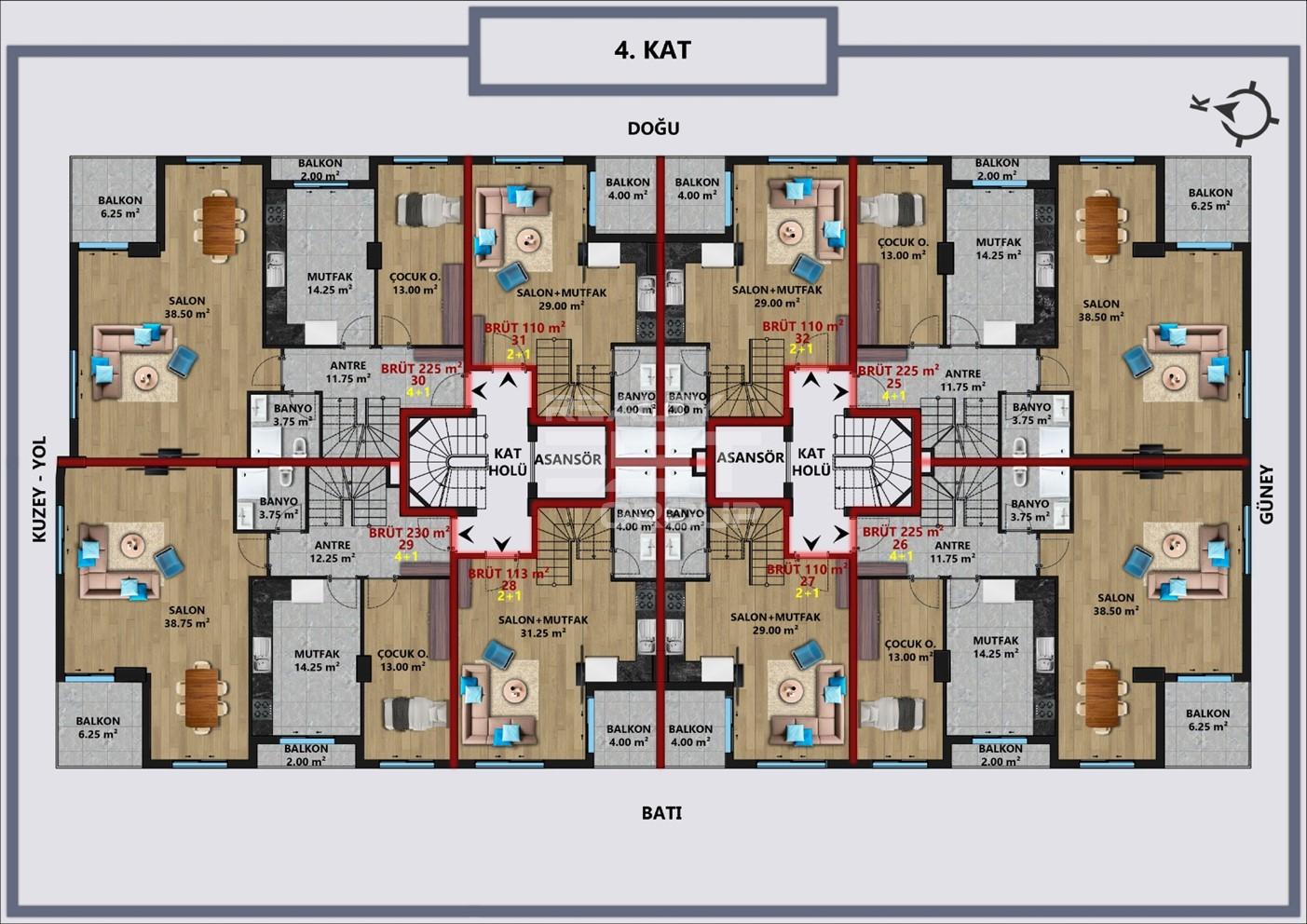 Квартира, Анталия, в районе Анталия / Центр, 2+1, 4+1, 100-230 м², от застройщика - фото 8