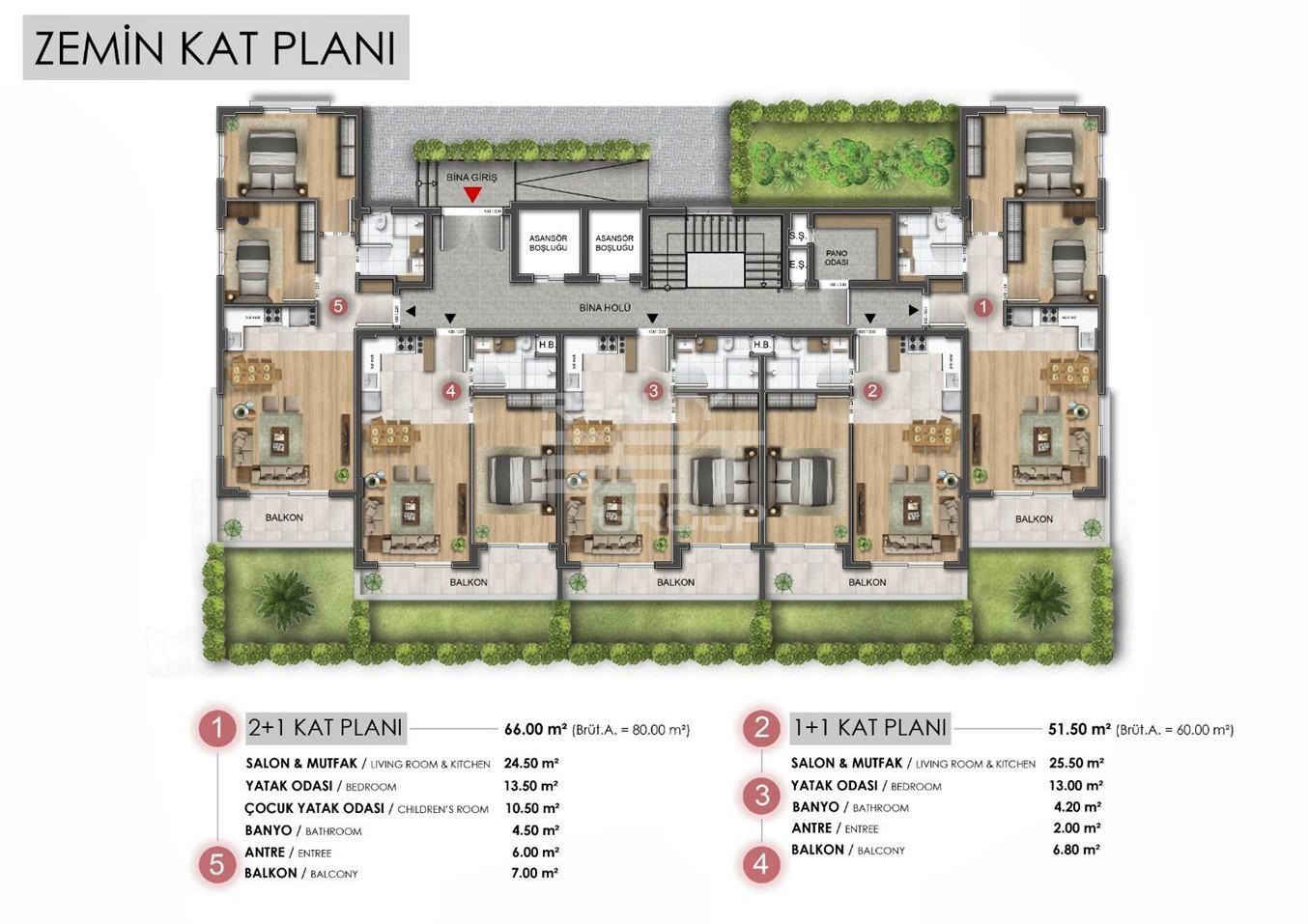 Квартира, Анталия, в районе Алтынташ, 1+1, 2+1, 56-85 м², от застройщика - фото 21