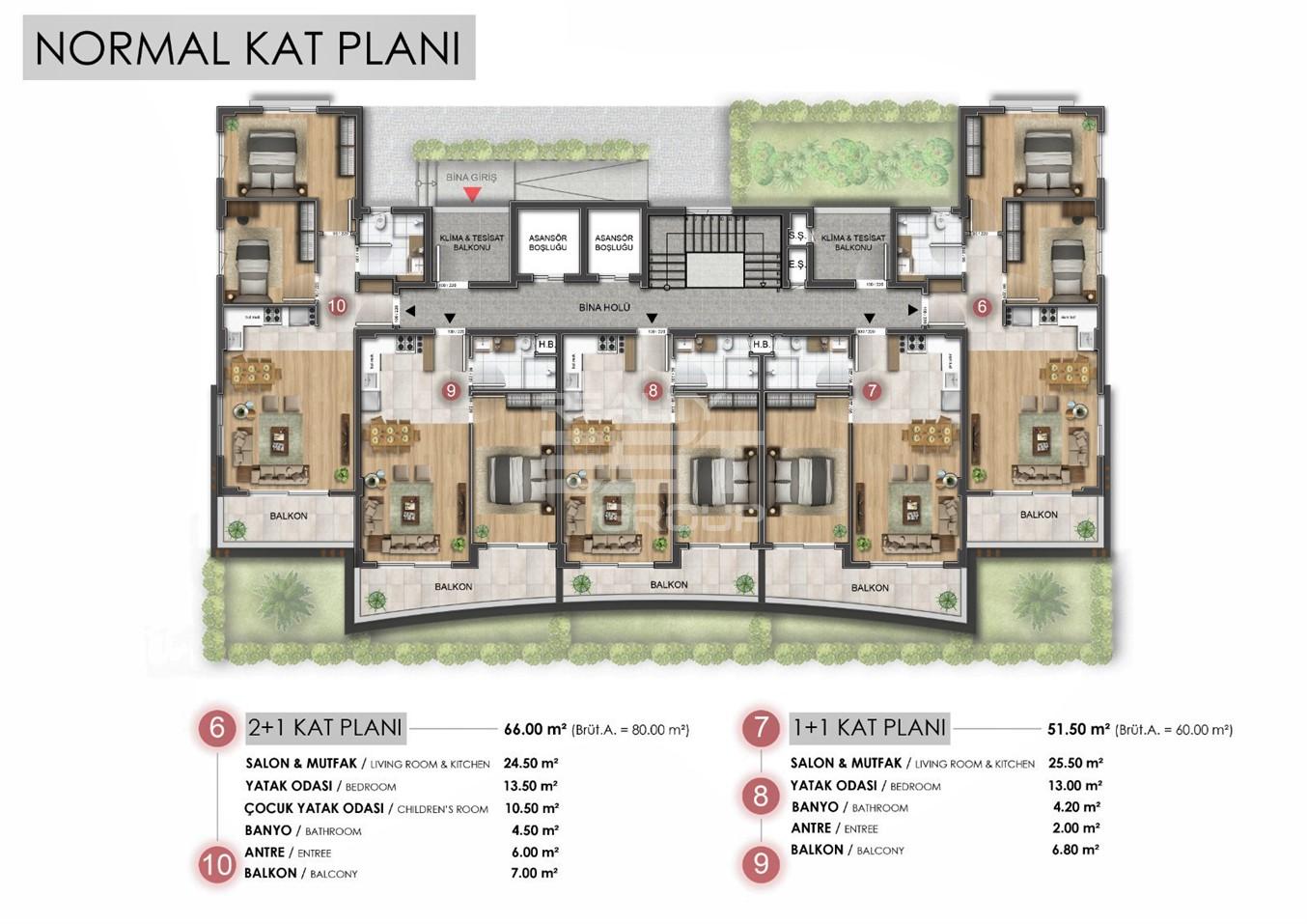 Квартира, Анталия, в районе Алтынташ, 1+1, 2+1, 56-85 м², от застройщика - фото 20