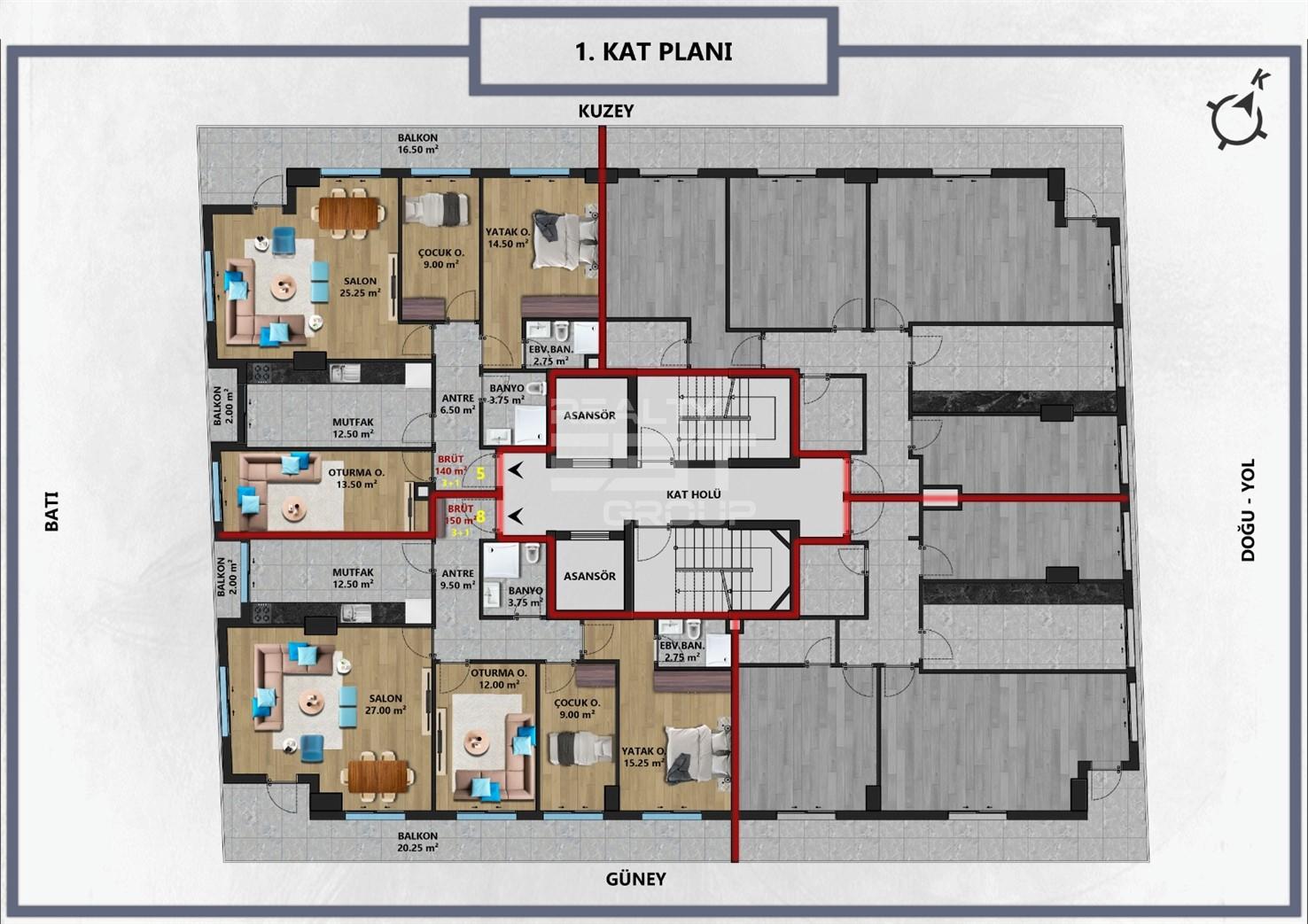 Квартира, Анталия, в районе Анталия / Центр, 2+1, 3+1, 4+1, 130-250 м², от застройщика - фото 6