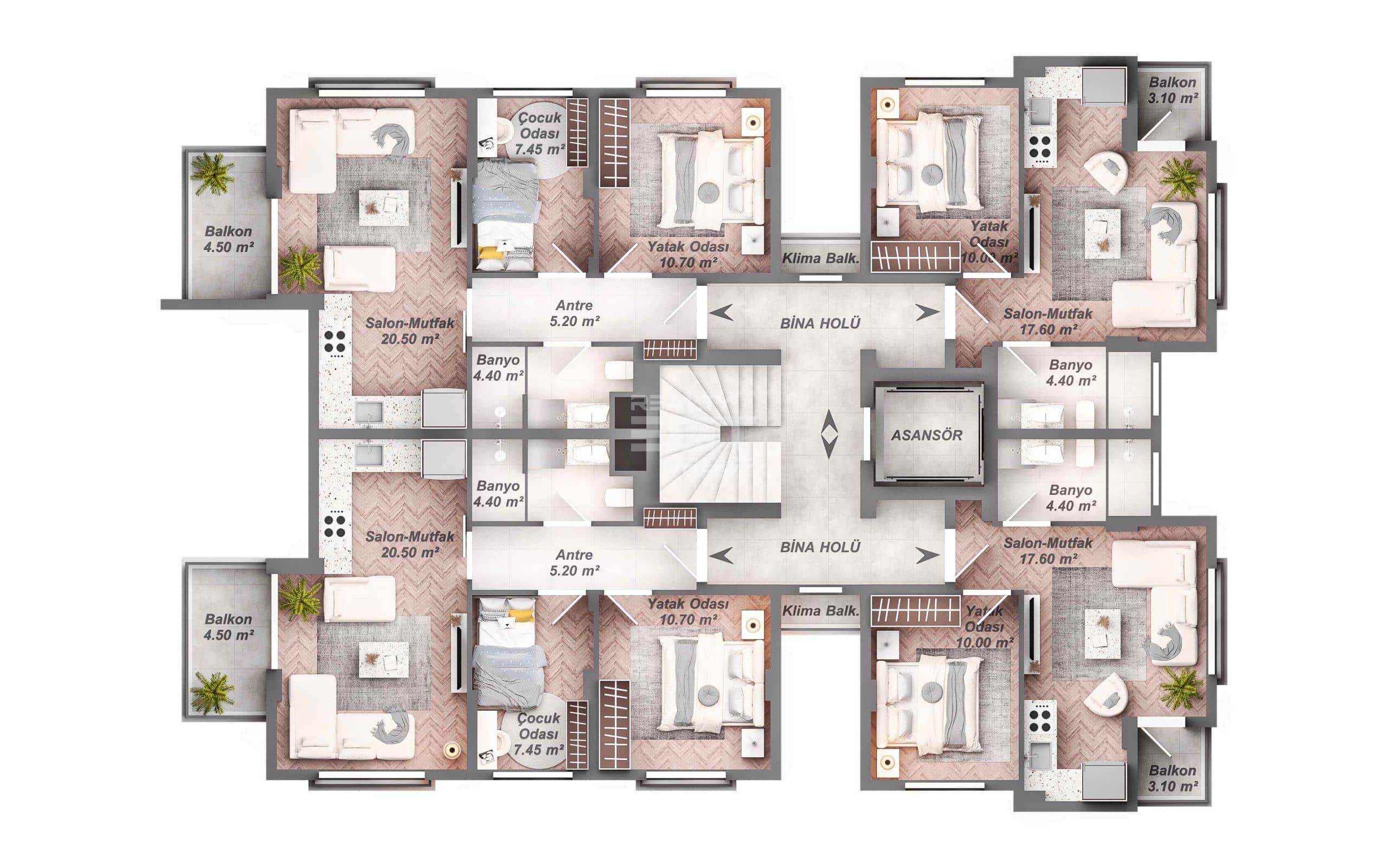 Квартира, Анталия, в районе Кепез, 1+1, 2+1, 60-82 м², от застройщика - фото 36