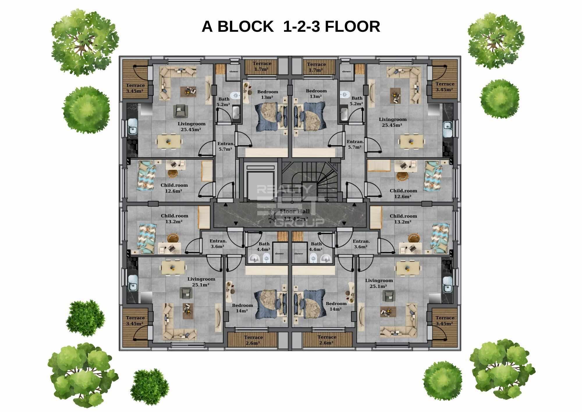 Квартира, Анталия, в районе Дошемеальты, 1+1, 2+1, 3+1, 50-160 м², от застройщика - фото 17