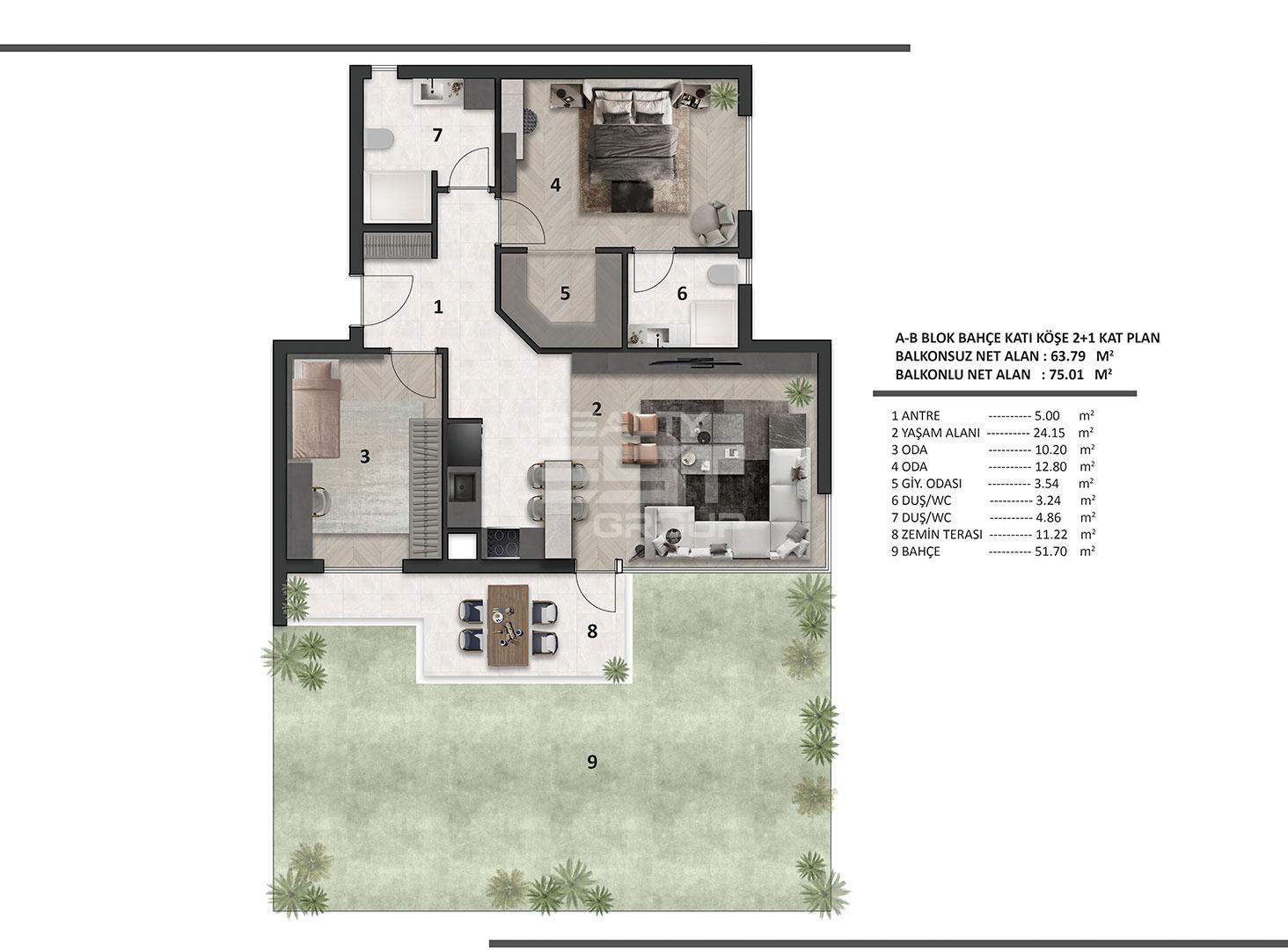 Квартира, Анталия, в районе Алтынташ, 2+1, 75-125 м², от застройщика - фото 14