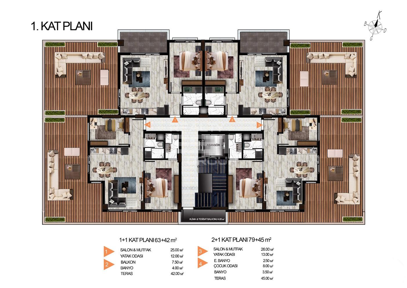 Квартира, Анталия, в районе Алтынташ, 1+1, 2+1, 3+1, 47-163 м², от застройщика - фото 26