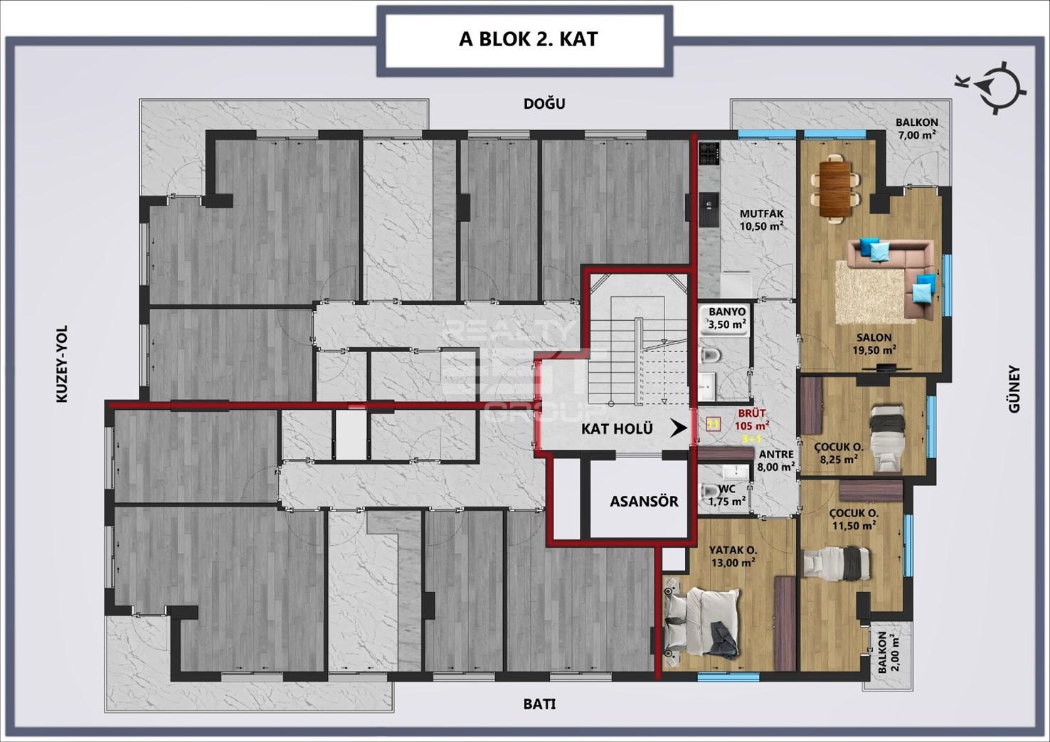 Квартира, Анталия, в районе Анталия / Центр, 1+1, 2+1, 3+1, 4+1, 50-185 м², от застройщика - фото 7