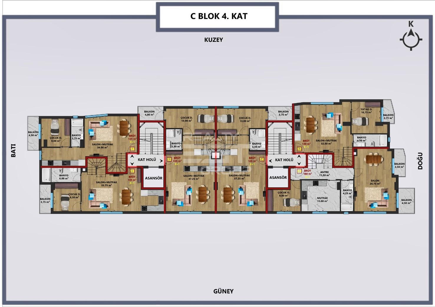 Квартира, Анталия, в районе Анталия / Центр, 1+1, 2+1, 3+1, 4+1, 50-185 м², от застройщика - фото 13