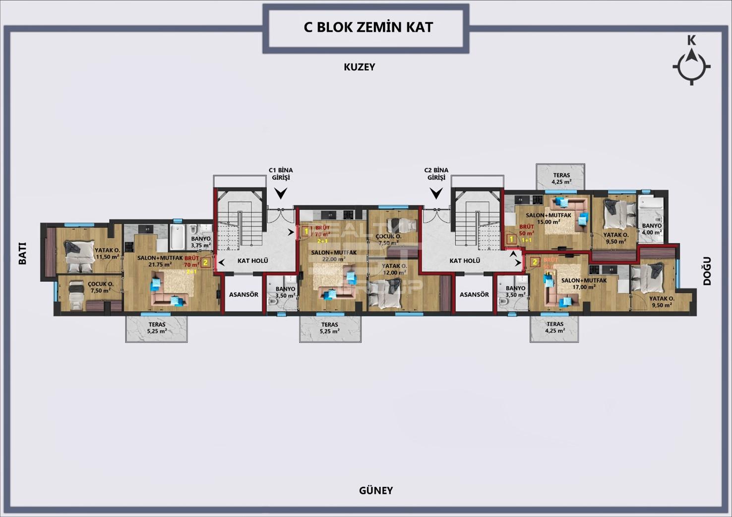 Квартира, Анталия, в районе Анталия / Центр, 1+1, 2+1, 3+1, 4+1, 50-185 м², от застройщика - фото 9