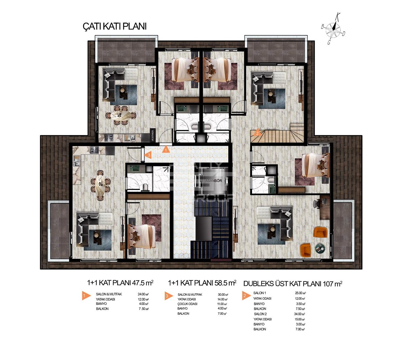 Квартира, Анталия, в районе Алтынташ, 1+1, 2+1, 3+1, 47-163 м², от застройщика - фото 29