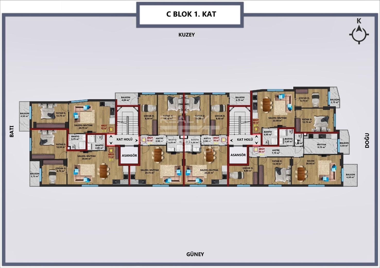 Квартира, Анталия, в районе Анталия / Центр, 1+1, 2+1, 3+1, 4+1, 50-185 м², от застройщика - фото 10