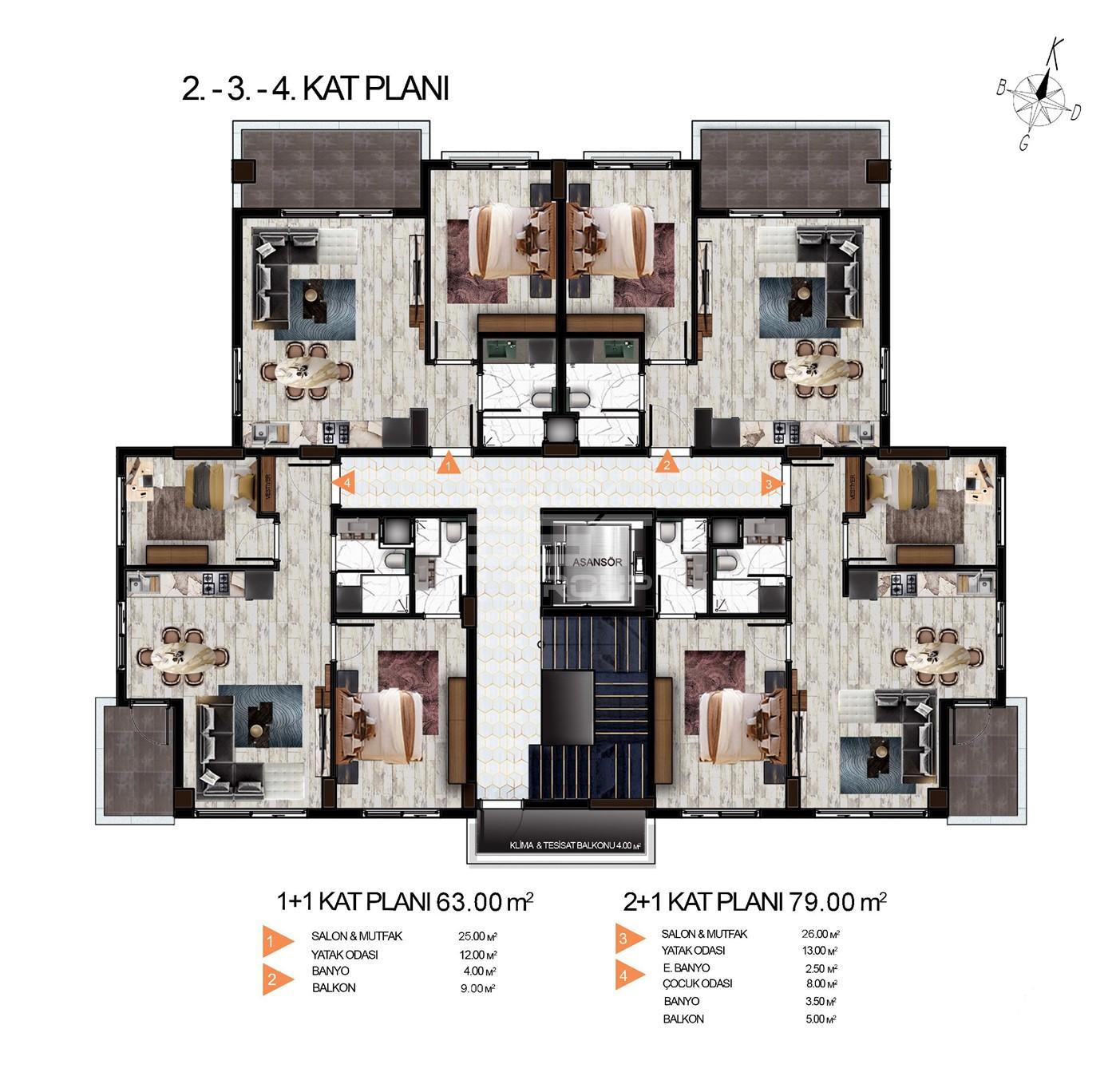 Квартира, Анталия, в районе Алтынташ, 1+1, 2+1, 3+1, 47-163 м², от застройщика - фото 27