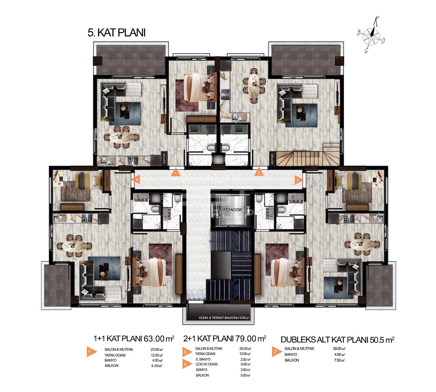 Квартира, Анталия, в районе Алтынташ, 1+1, 2+1, 3+1, 47-163 м², от застройщика - фото 28