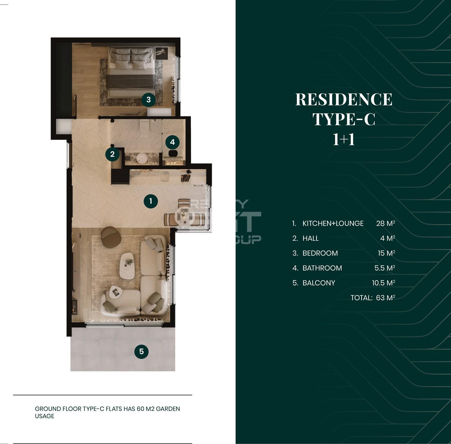 Квартира, Анталия, в районе Алтынташ, 1+1, 2+1, 3+1, 49-265 м², от застройщика - фото 48