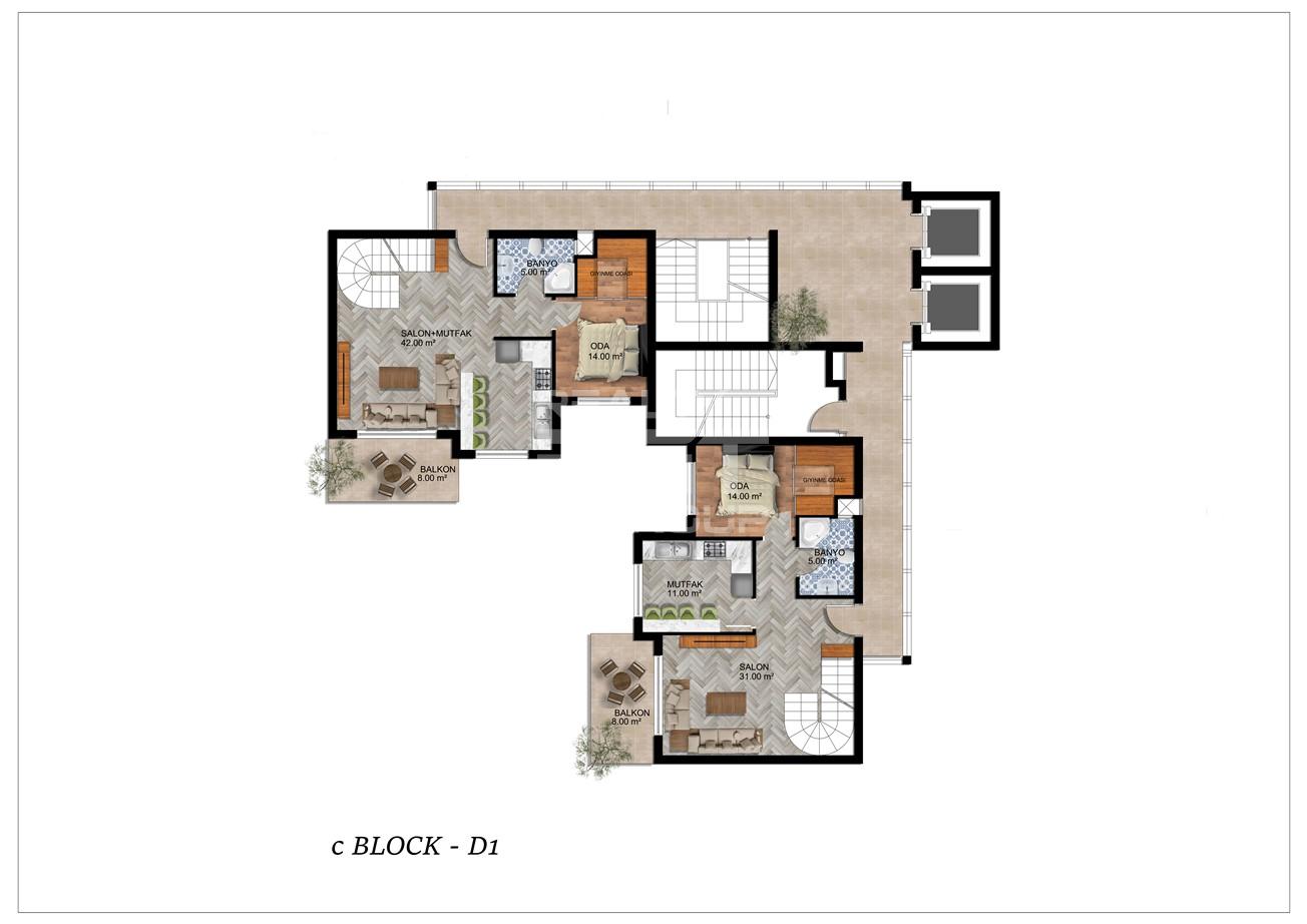 Квартира, Анталия, в районе Алтынташ, 2+1, 3+1, 80-155 м², от застройщика - фото 16