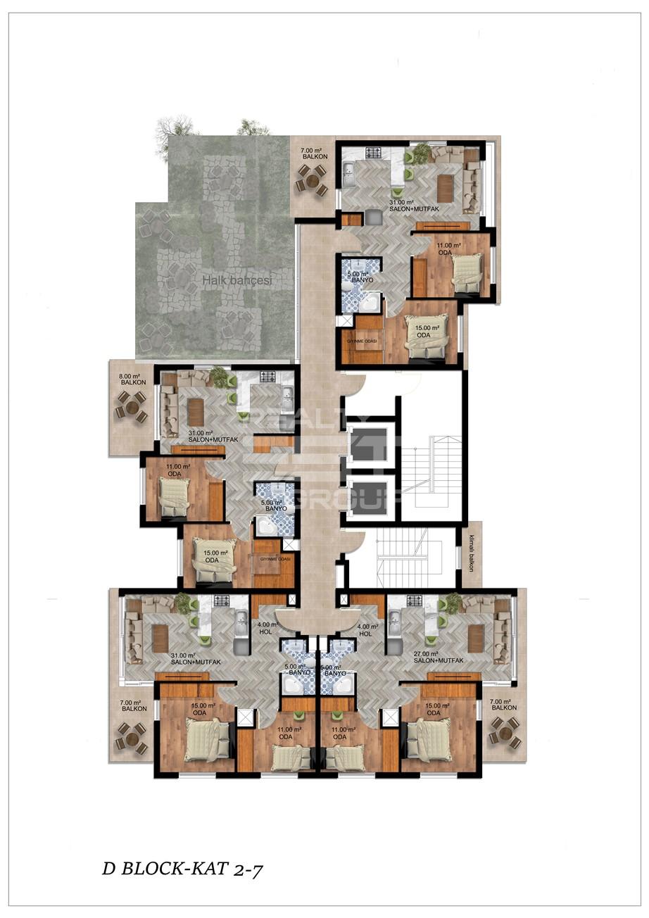 Квартира, Анталия, в районе Алтынташ, 2+1, 3+1, 80-155 м², от застройщика - фото 20