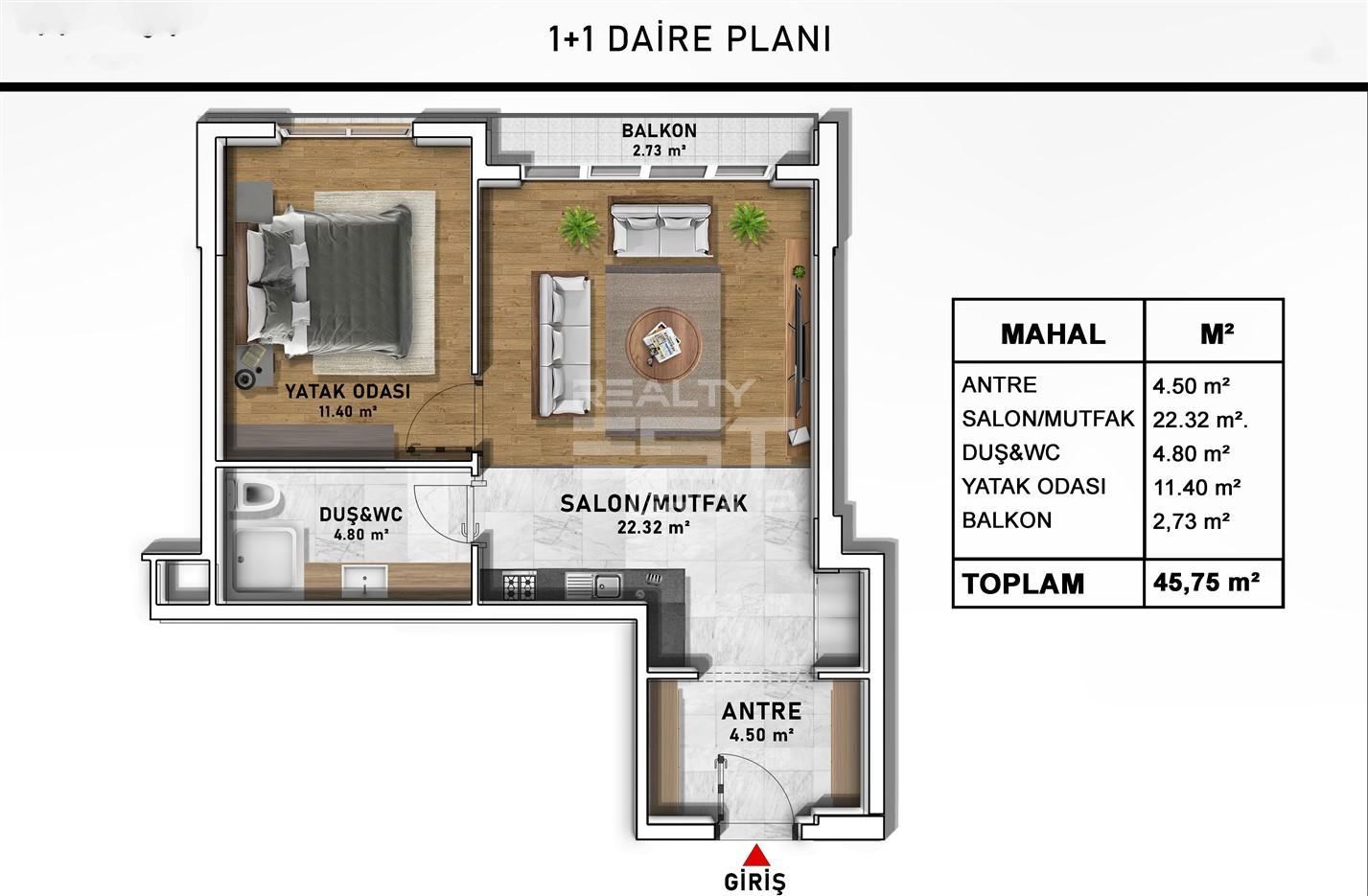 Квартира, Анталия, в районе Дошемеальты, 1+1, 2+1, 46-67 м², от собственника - фото 22