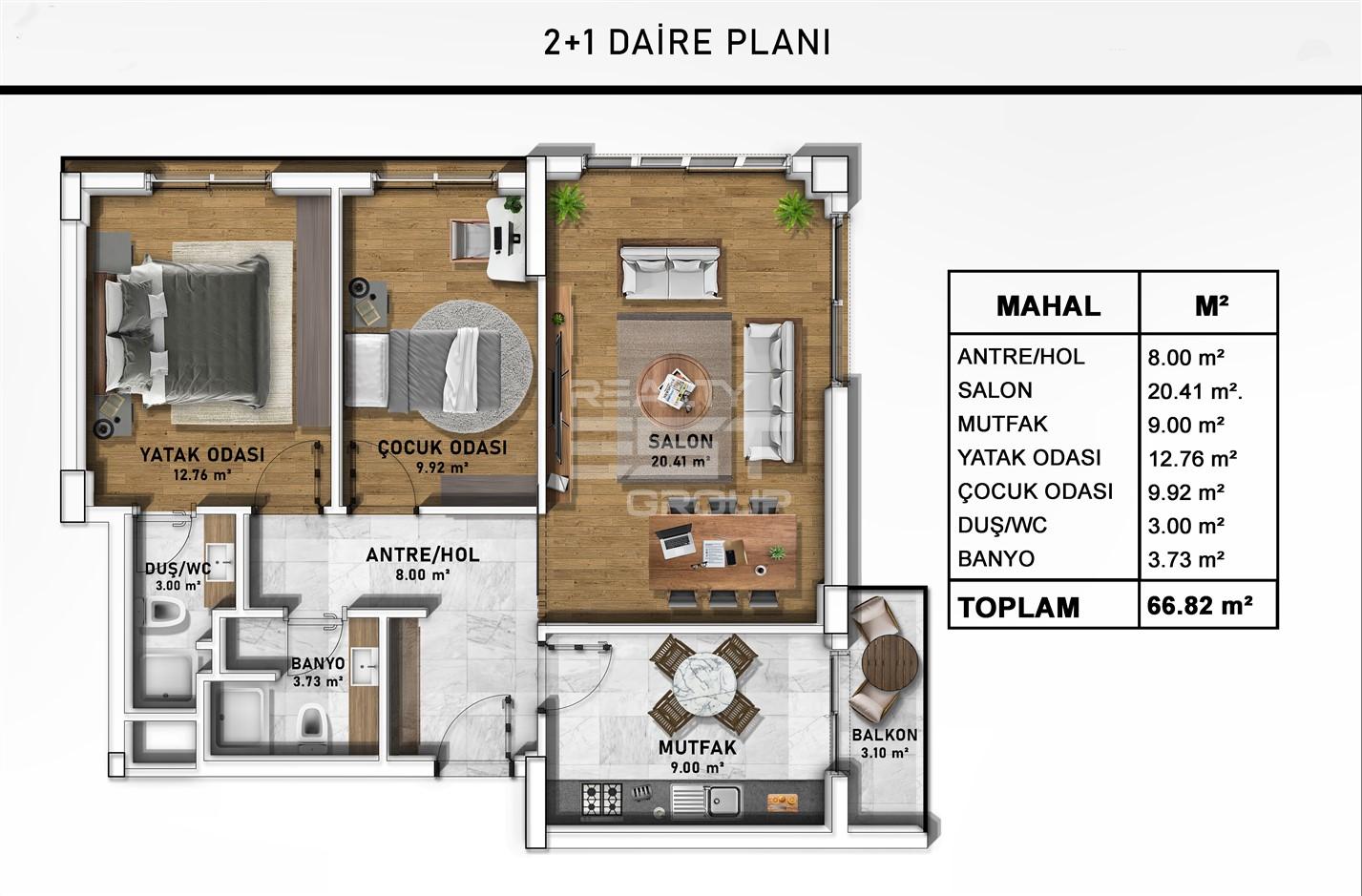 Квартира, Анталия, в районе Дошемеальты, 1+1, 2+1, 46-67 м², от собственника - фото 21