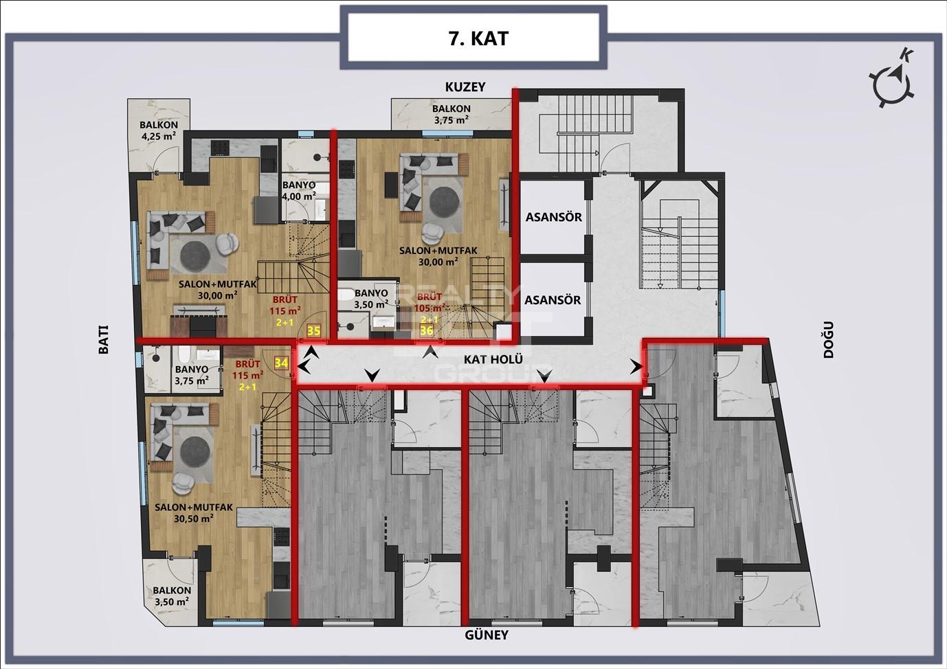 Квартира, Анталия, в районе Анталия / Центр, 1+1, 2+1, 65-115 м², от застройщика - фото 12