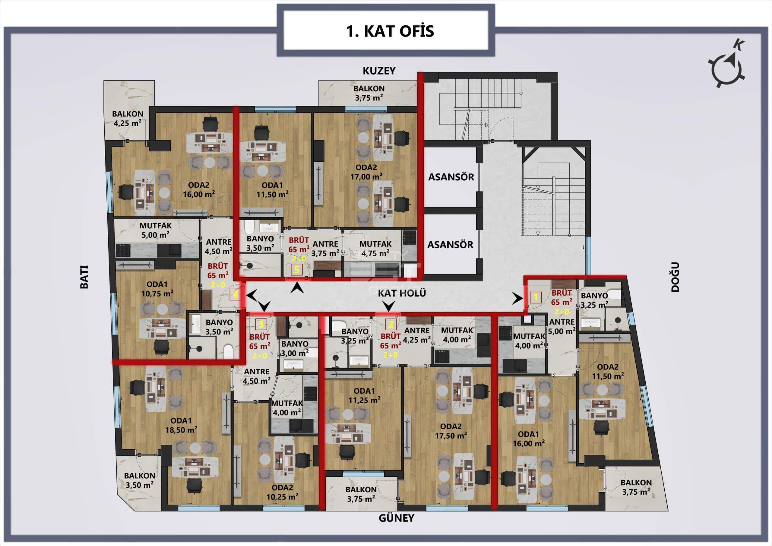 Квартира, Анталия, в районе Анталия / Центр, 1+1, 2+1, 65-115 м², от застройщика - фото 6