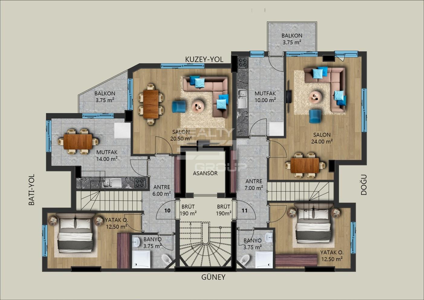 Квартира, Анталия, в районе Анталия / Центр, 2+1, 4+1, 90-190 м², от собственника - фото 7