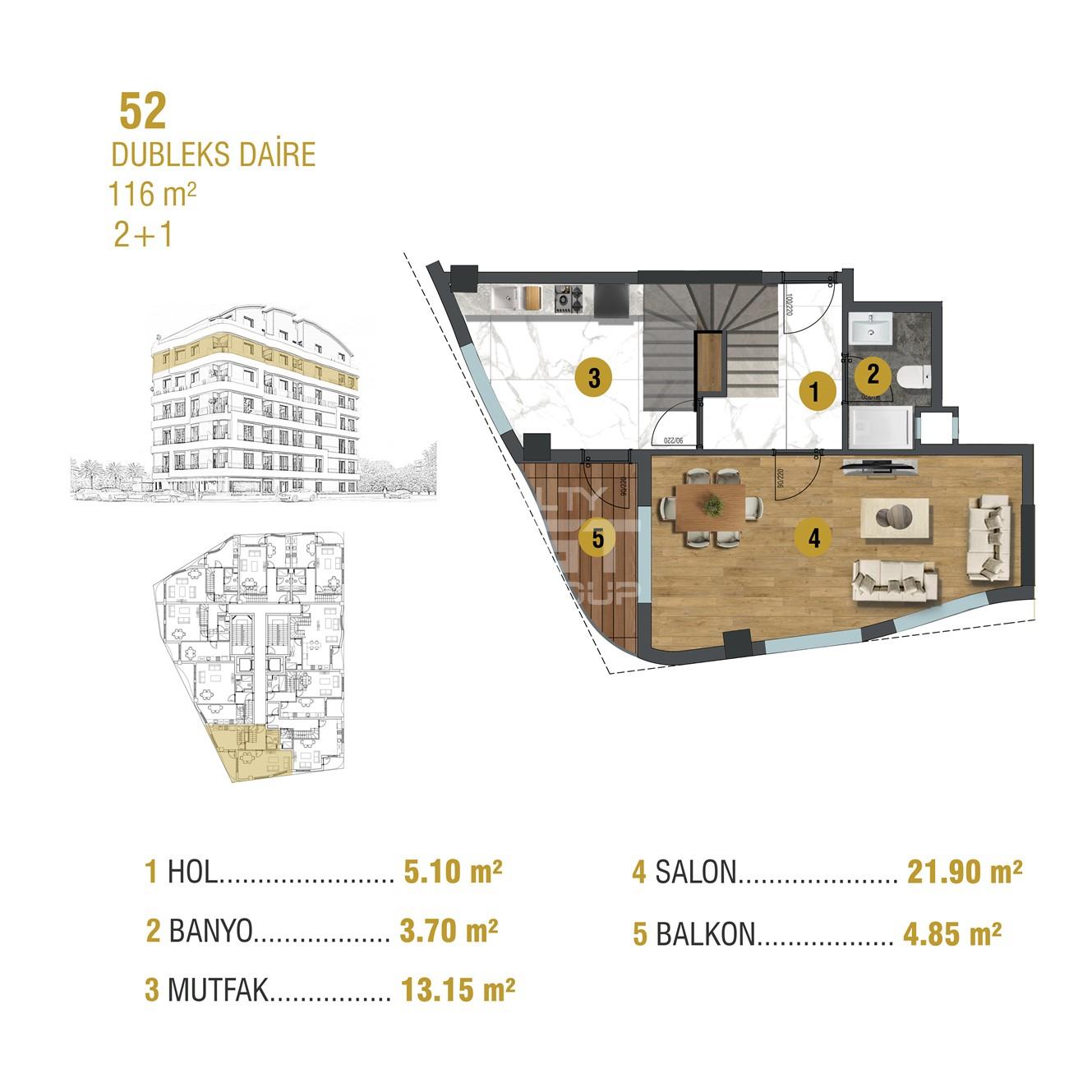 Квартира, Анталия, в районе Анталия / Центр, 1+1, 2+1, 54-120 м², от застройщика - фото 15