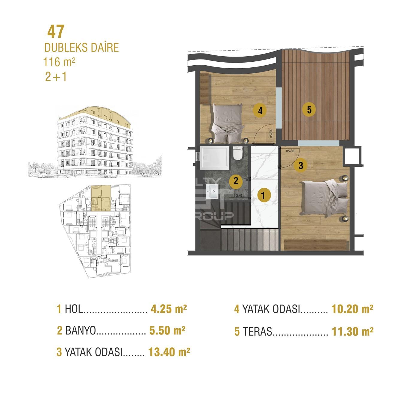 Квартира, Анталия, в районе Анталия / Центр, 1+1, 2+1, 54-120 м², от застройщика - фото 6