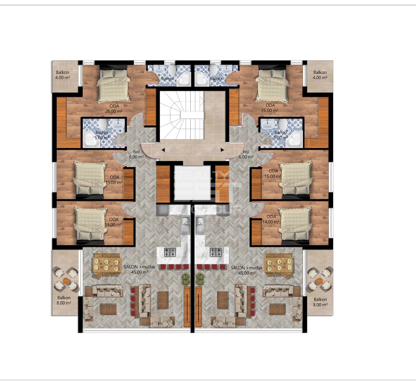 Пентхаус, Анталия, в районе Коньяалты, 2+1, 3+1, 4+1, 100-240 м², от застройщика - фото 14