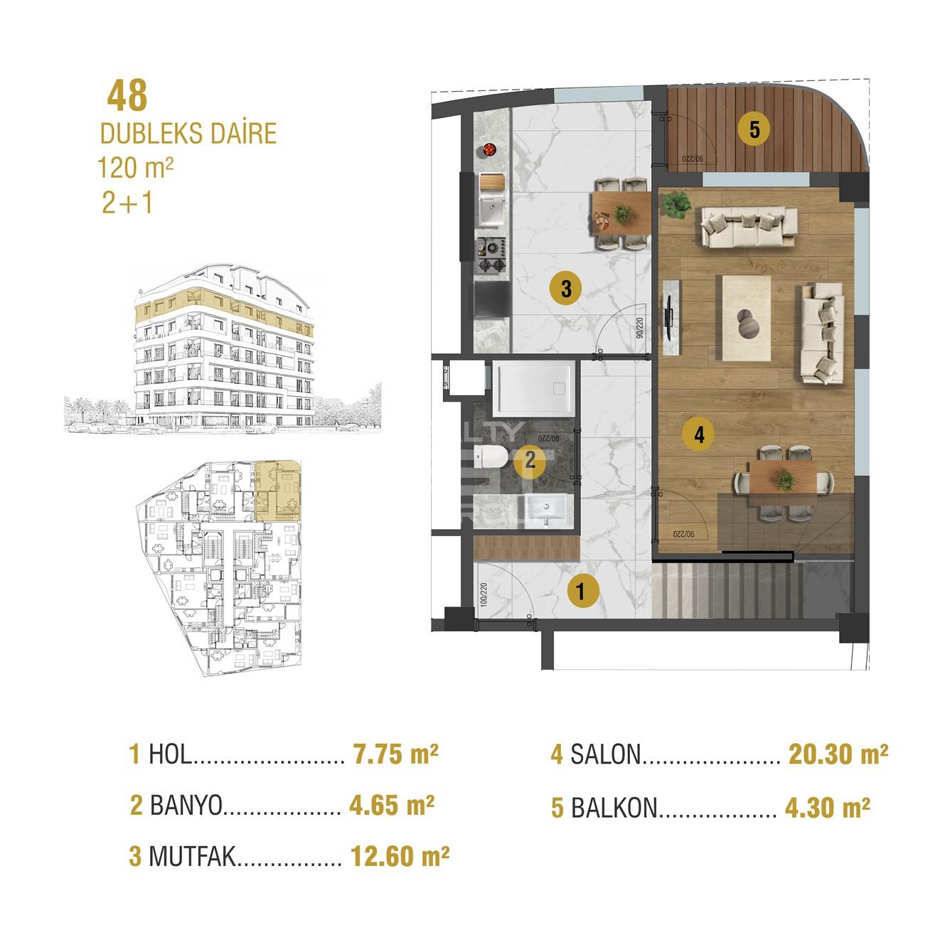 Квартира, Анталия, в районе Анталия / Центр, 1+1, 2+1, 54-120 м², от застройщика - фото 7