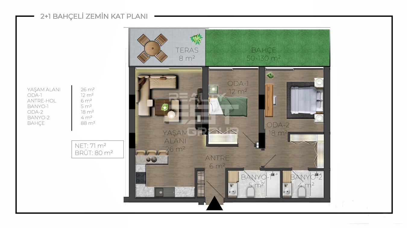 Квартира, Анталия, в районе Коньяалты, 2+1, 80-108 м², от застройщика - фото 20